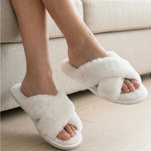 Cozy White Fuzzy Slippers